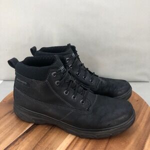 Skechers Resment Rialto Chukka Boots Mens 12 Black Leather Ankle Lace Up Comfort